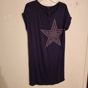 Ava & Grace Short Sleeve Embellished Star Navy Dress Size S NWT